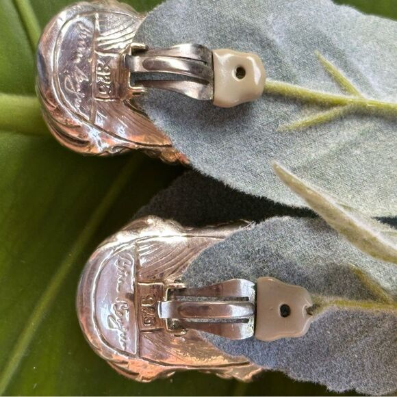 B. Bergner Modernist Electroform Rolly Polly Statement Clip On Earrings 2 Tone - Picture 5 of 13